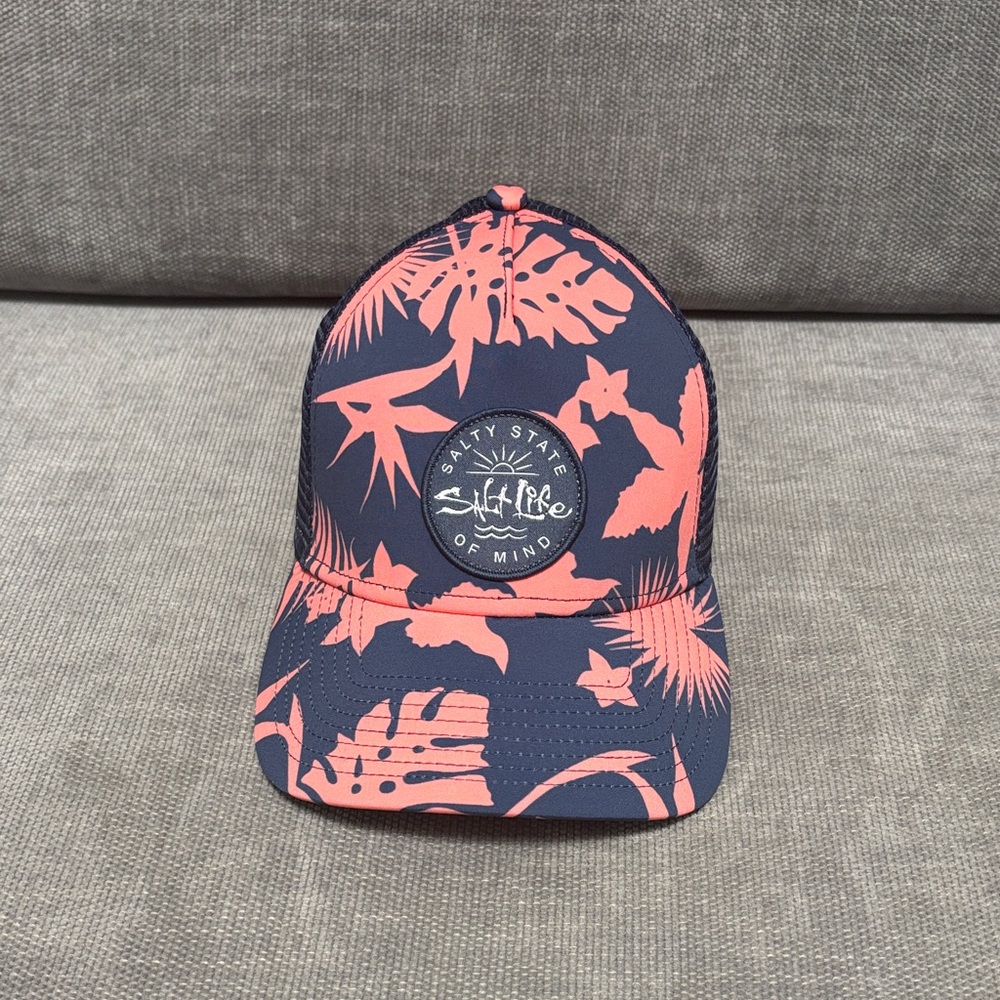 Salt Life Tropical Navy and Coral Cap